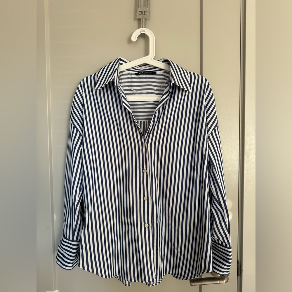 *BOGO Like New* Zara Navy and White Striped Shirt, Red one is free!